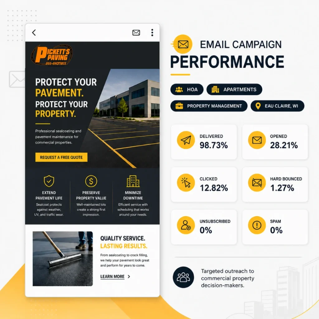Picketts Paving commercial paving email campaign