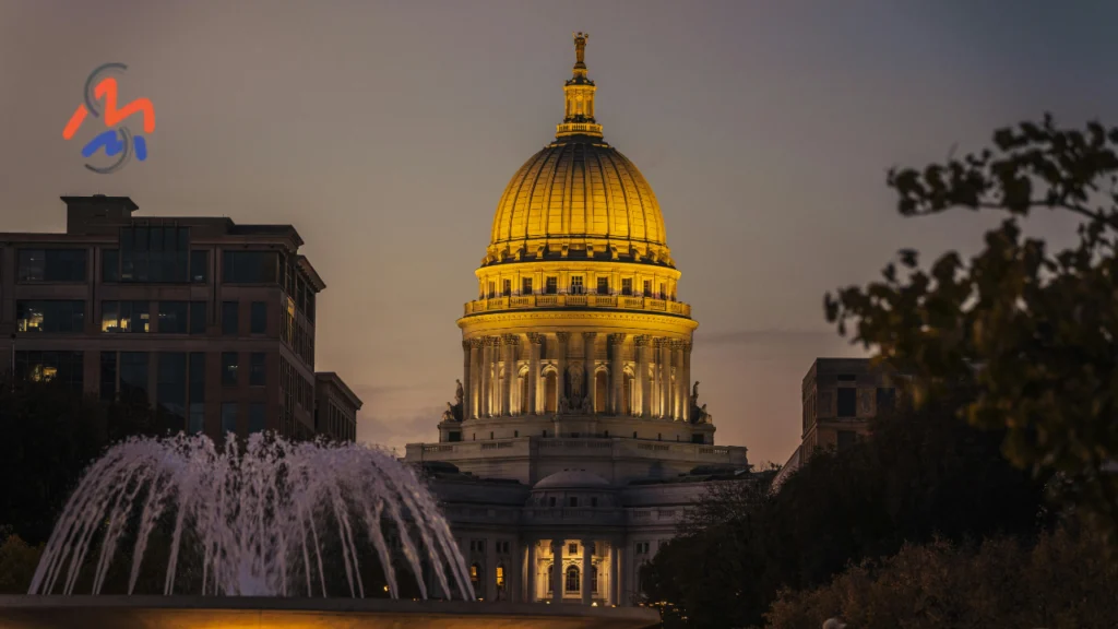 View of the Madison, WI Capital with MMS logo in top left.