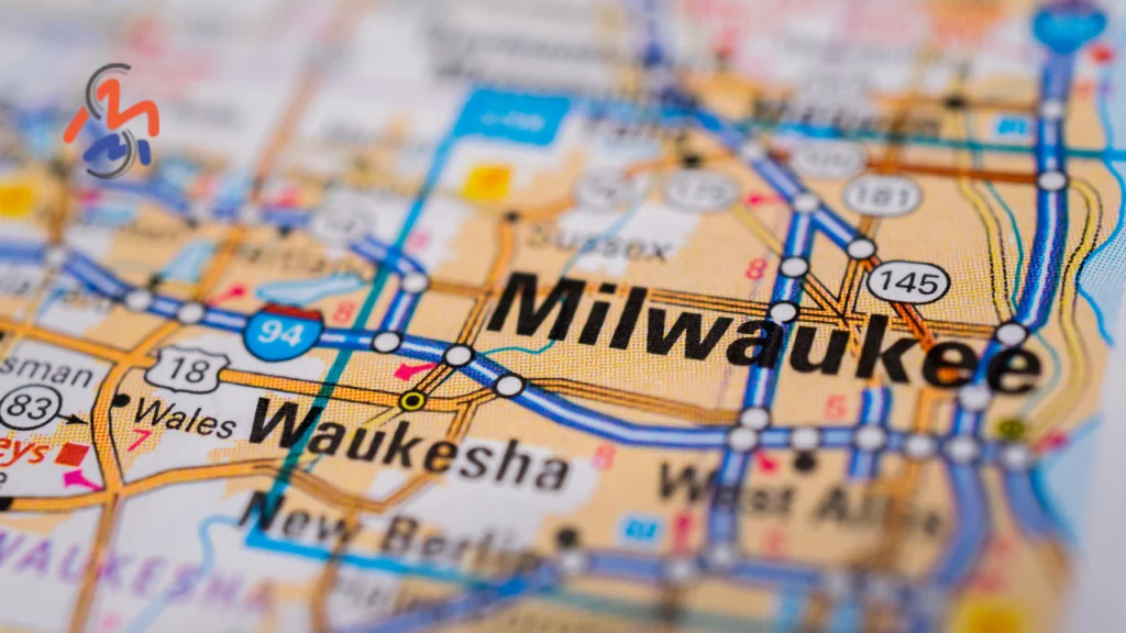Map of roads featuring Milwaukee WI with MMS logo in top left.