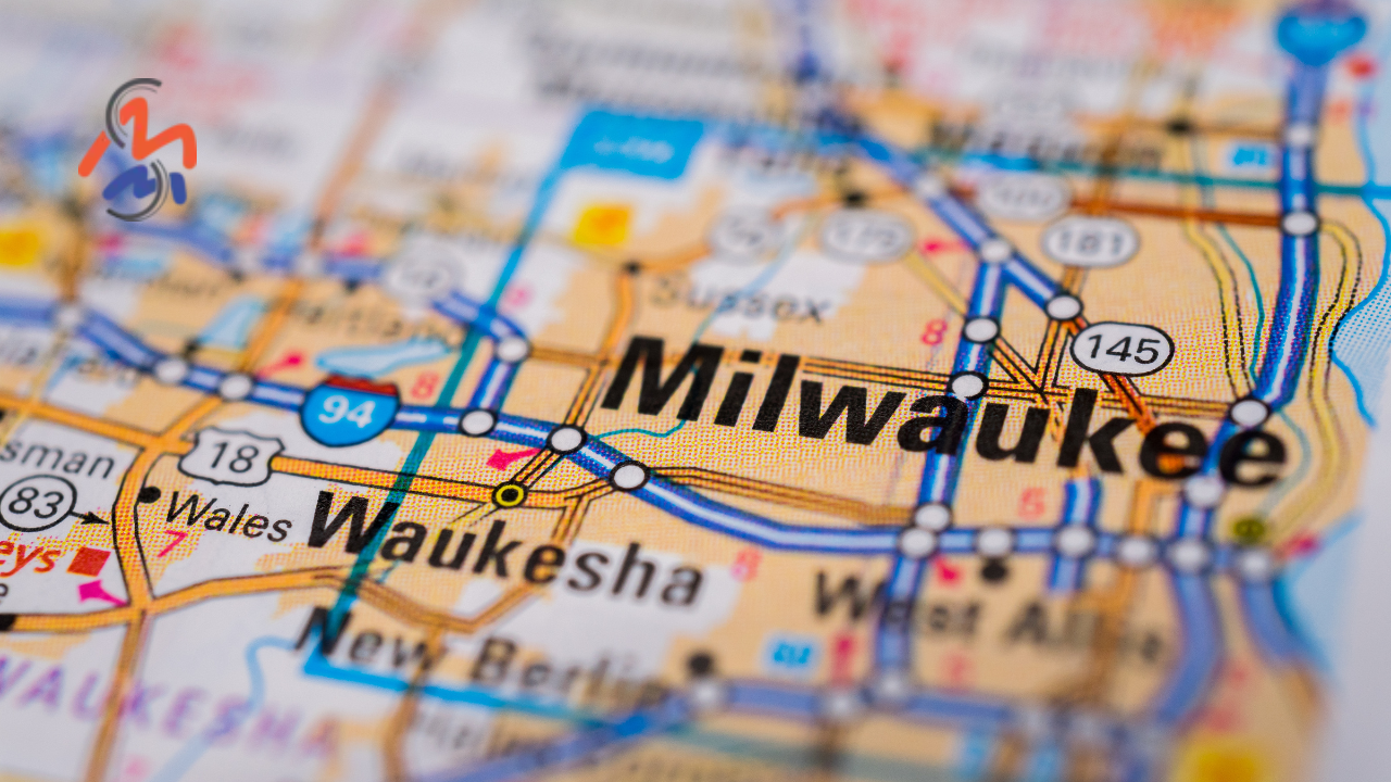 Map of roads featuring Milwaukee WI with MMS logo in top left.